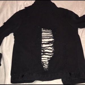 Black ripped denim jacket